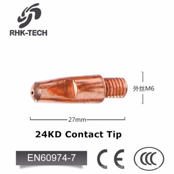 Accesorio de la antorcha 24KD soldadura mig punta de contacto de cobre M6 x 25